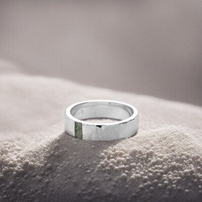 Natural Moss Agate Ring 925 Silver Ring Hammered Band Ring Mens Signet Ring