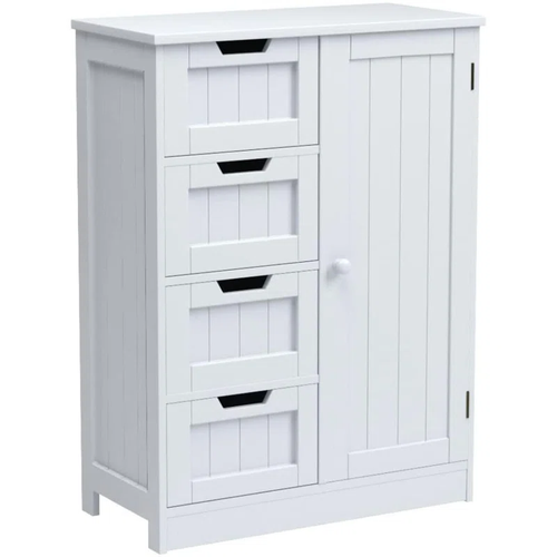 Bath Vida Bathroom Cabinet 4 Drawer Floor Storage Cupboard Wooden Storage Unit - Picture 2 of 12
