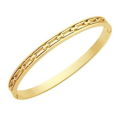 555Jewelry Stainless Steel Hinged Link Chain Pattern Bangle Bracelet for Womens