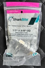 1/2" PUSH FIT X 3/8" OD SHARKBITE STYLE ANGLE STOP VALVE 1/4 TURN