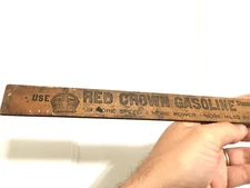 Vtg Antique Red Crown Standard Oil Gasoline Wooden Gas Gauge Stick Polarine Sign