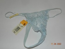 VTG Secret Treasures size 6 sky blue lace thong panties NWT
