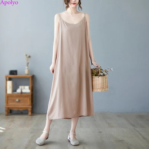 Womens Sundress Cotton Linen Slip Tank Summer Casual Loose Shirt Tunic Dress - Bild 5 von 29
