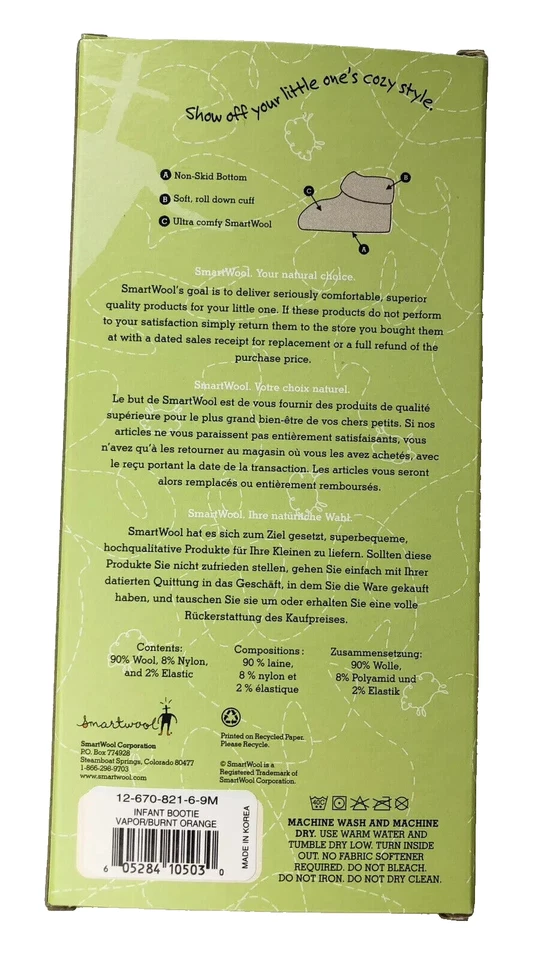 Smartwool Bebé Wooly's Botines 3-6 Meses 2 Pares Set Azul Naranja Acogedor Regalo En Caja Foto 2 de 2