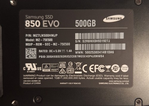 Samsung 850 EVO 500 Go 2,5" SSD Interne - MZ-75E500 B/EU - 89% vie restante - Photo 3/5