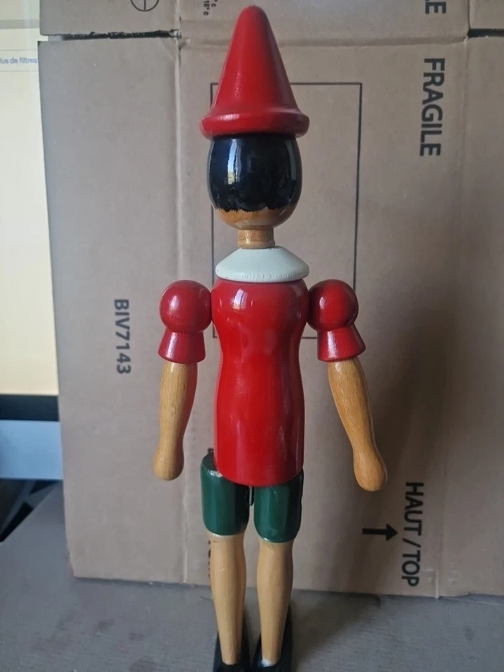 pinocchio Articulé en bois Ancien  37 Cm - Photo 4/4