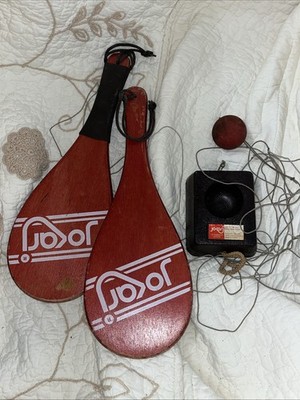 Vintage Red Jokari Racquet Paddle Sport Game Standard Model Complete Set