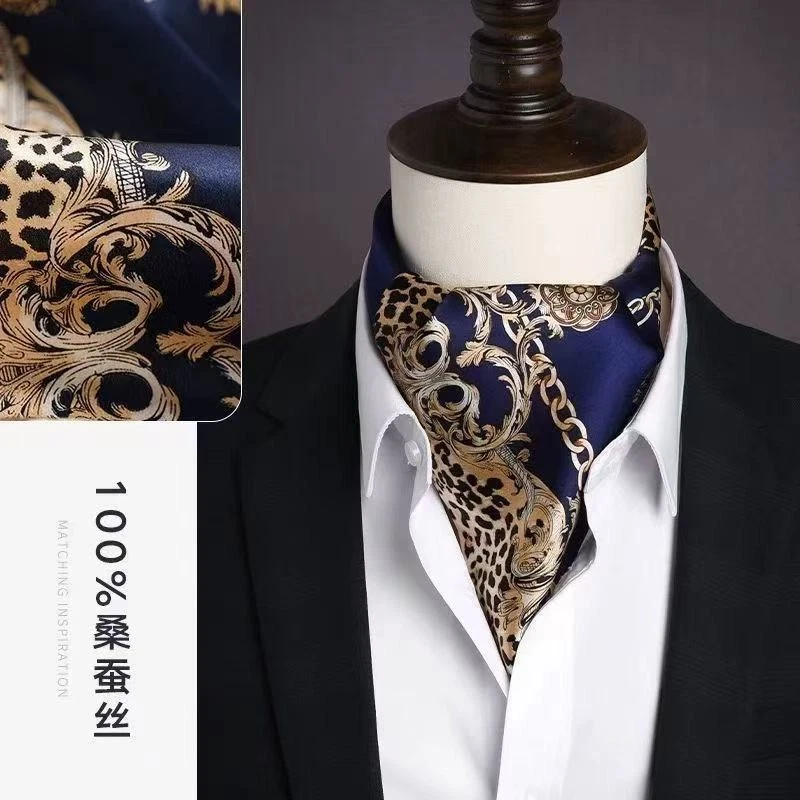 Hombre 100% Seda Morera Invierno Otoño Bufanda Forma Cuadrada Cálido Acogedor Bufanda Corbata Foto 2 de 4