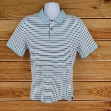 Eddie Bauer Polo Golf Shirt Mens Size L Blue Striped 100 Cotton Short Sleeves