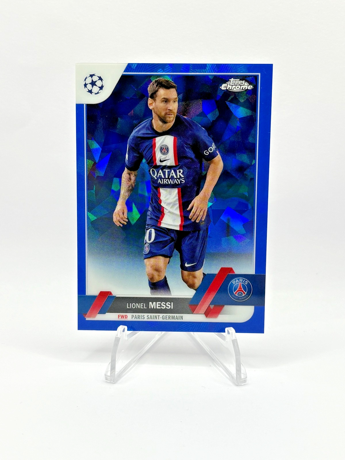 Lionel Messi 2022-23 Topps Chrome UEFA Champions League SAPPHIRE REFRACTOR SP view 4