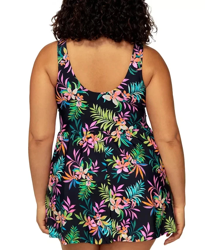 Island Escape Plus Size Twist-Front Underwire Swim Dress, Multi Size 18W 0362 - Image 2 of 3