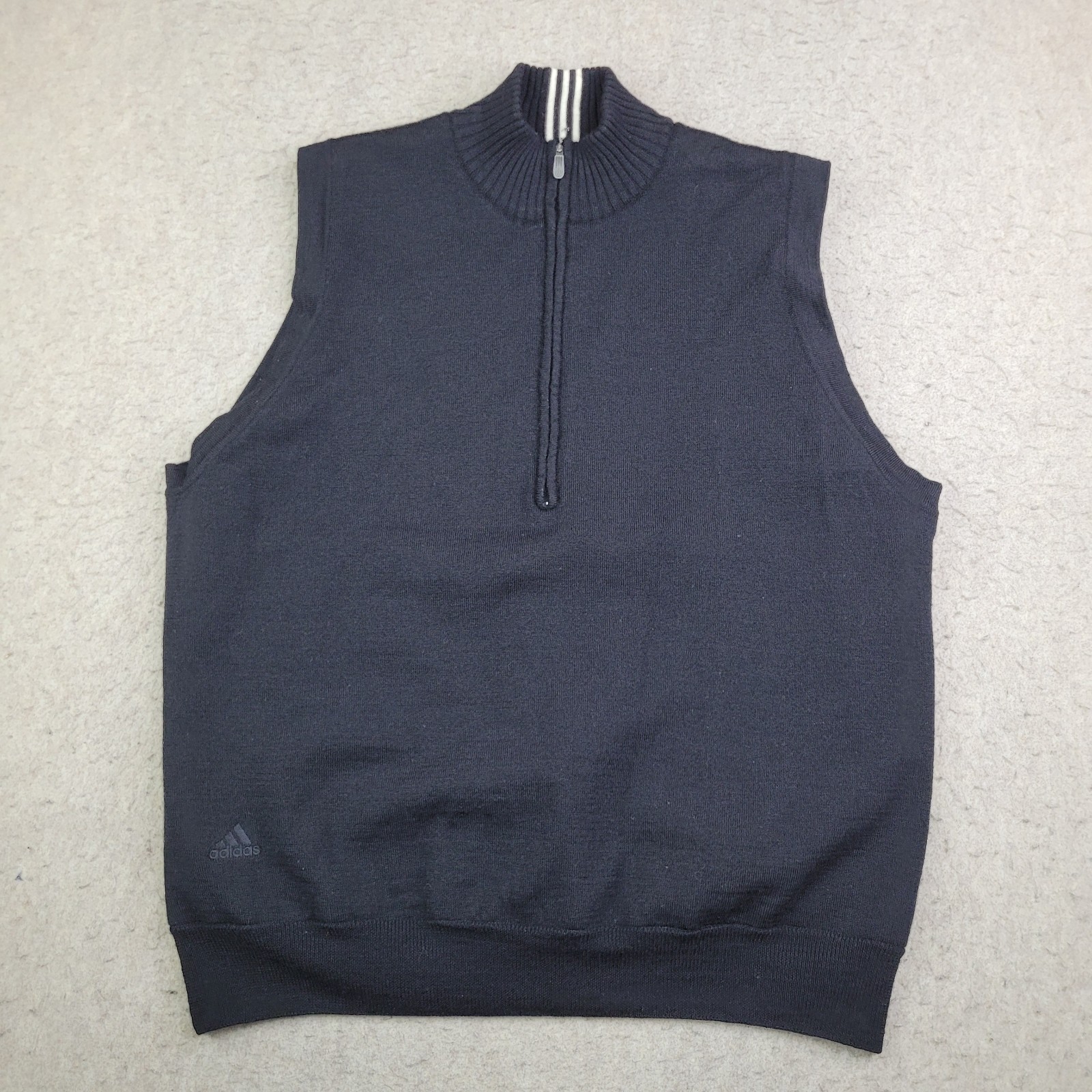 Pullover Mens L Black 3 Stripe Sleeveless