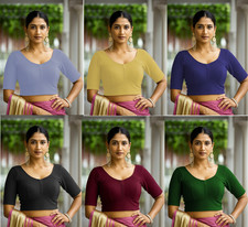 Cotton Blend Round Neck Designer Blouse Indian Women's Casual Wear Stitche Choli