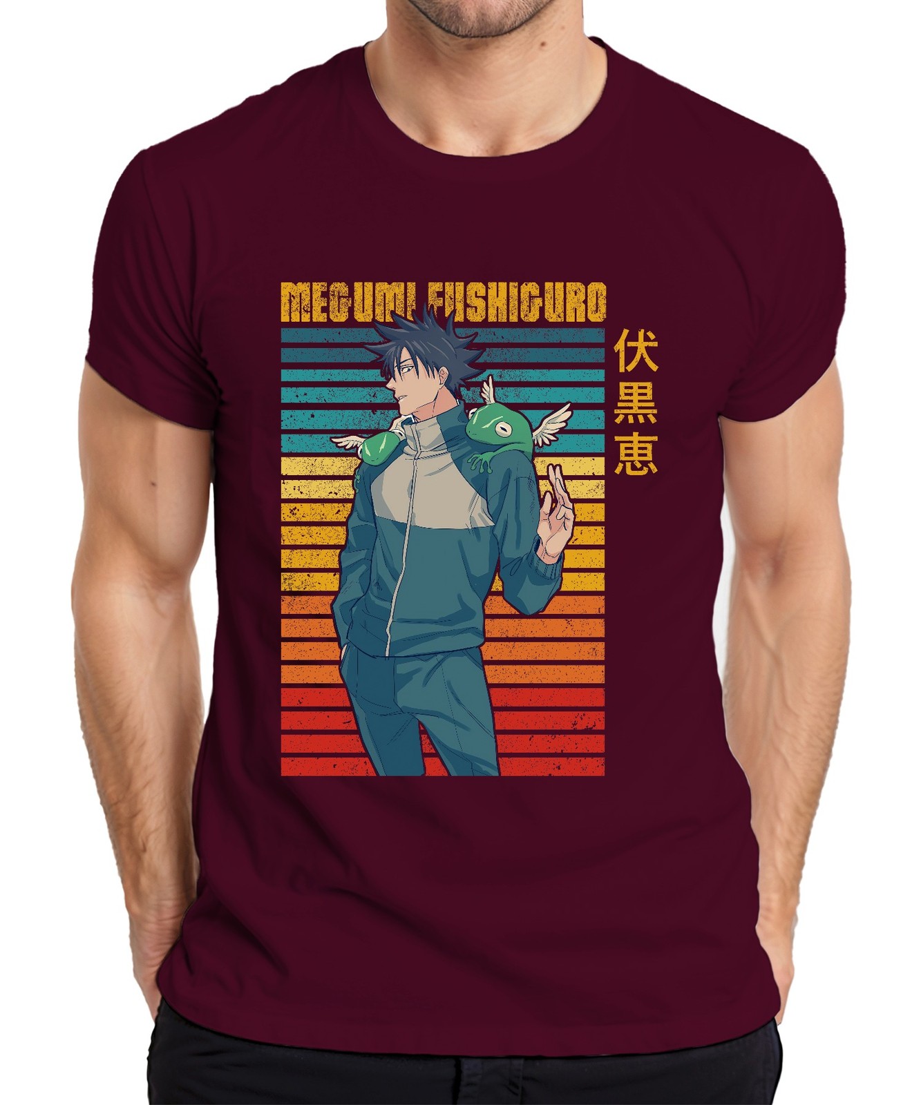 Megumi Fushiguro Jujutsu Kaisen Shikigami Frog Gift Vintage Mens T-Shirt