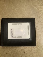 Black Leather Credit Card ID Holder Mens Wallet Clear Sleeves Organizer 10