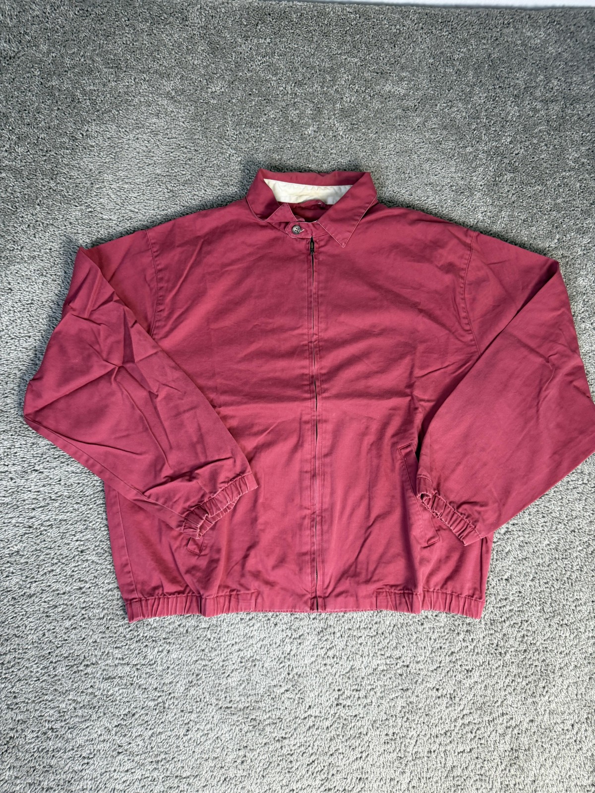 Old Navy Jacket Mens L Red Bomber Jacket Collared Lined Full Zip Pockets