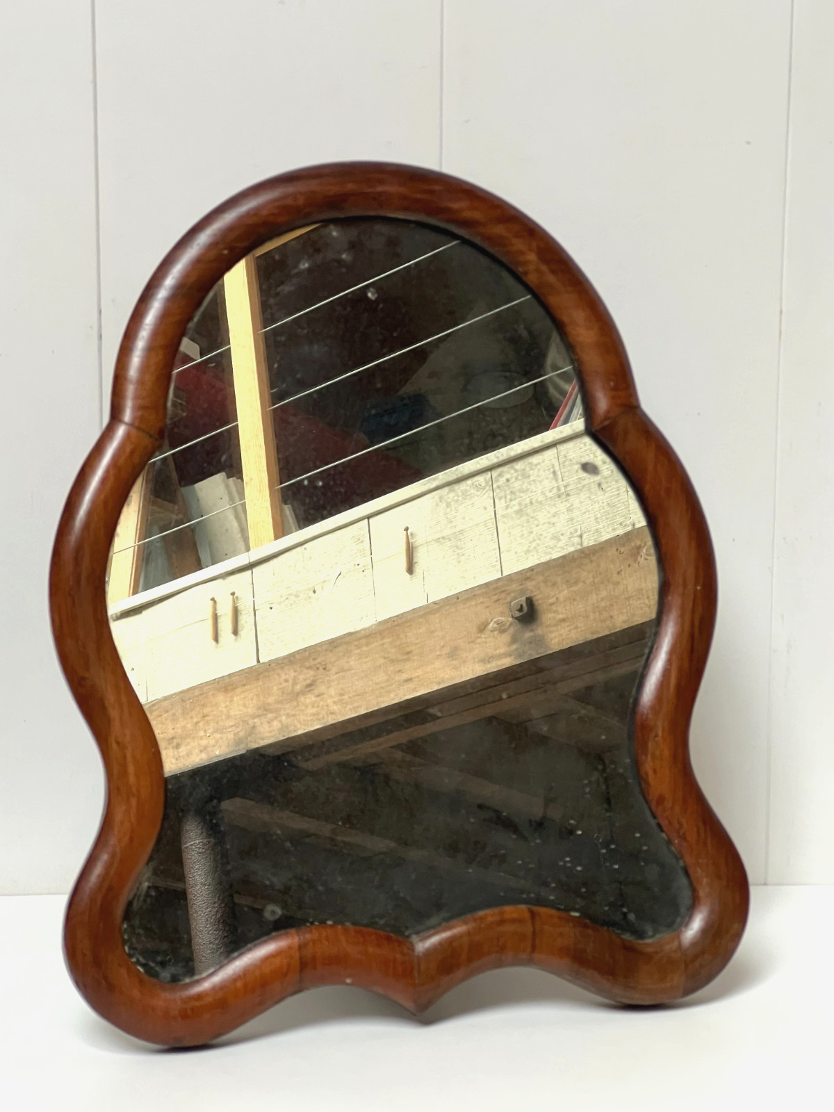 Antique 19th Century Walnut Barber Table Mirror