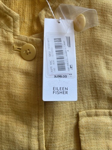 Neu mit Etikett Eileen Fisher gelb Bio-Leinen Utility Tasche Mantel Jacke Größe M - Bild 9 von 11