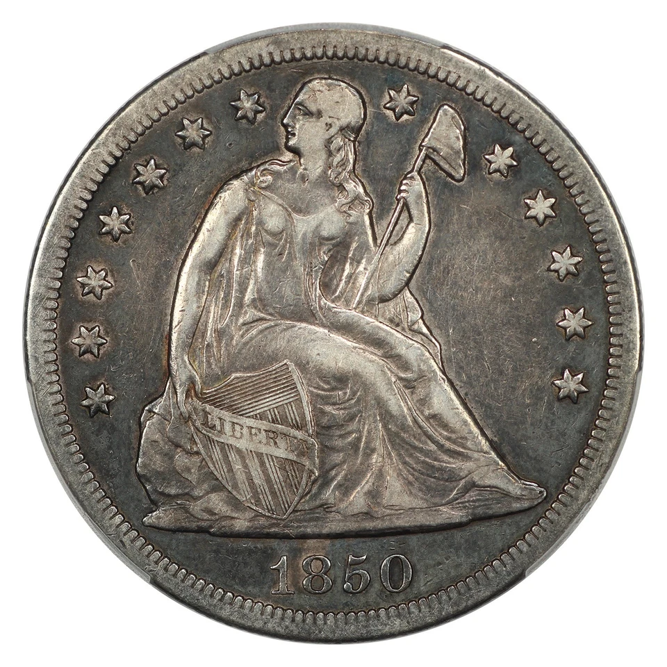 Dólar Liberty Seated 1850-O $1 graduación profesional VF30 Foto 3 de 4