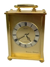 Seiko Westminster Whittington Quartz Mantel Chime Clock QQF142G Gold Tone Japan