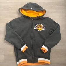UNK LA Lakers NBA Basketball Full Zip Hoodie Heavyweight Sweatshirt Men's S