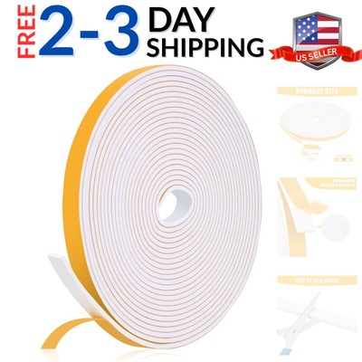 26Feet Weather Stripping Seal 1/2 Inch X 1/8 Inch for Door Window, High Densi...