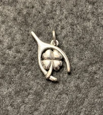 Lucky Charm Pendant Good Luck Charm wishbone & 4 leaf clover Pendant