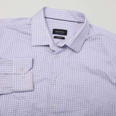 Bugatchi Men's XXL Lilac OohCotton Tech 8-Way Stretch Casual Button-Down Shirt
