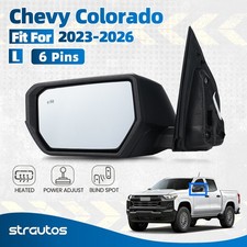 Left Side Mirror For 2023-2026 Chevy Colorado W/Heated & BSD Power Adjust 6 Pins