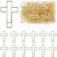 CllyCnny 80 PCS Cross Paper Clips - Gold Decorative 1.0 inches,
