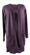 Preview Women XS Plum Short Sleeve Sweater Sheath Dress & Cardigan Sweater 2Pc W
