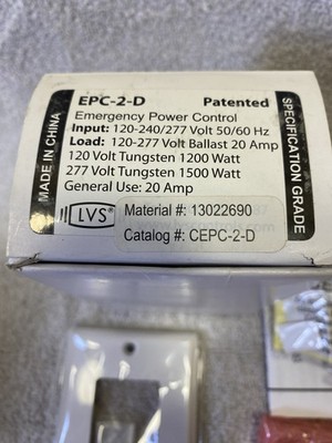 Myers EPC-2-D Emergency Power Control Switch, 120-277V, 20A, White, Test Button