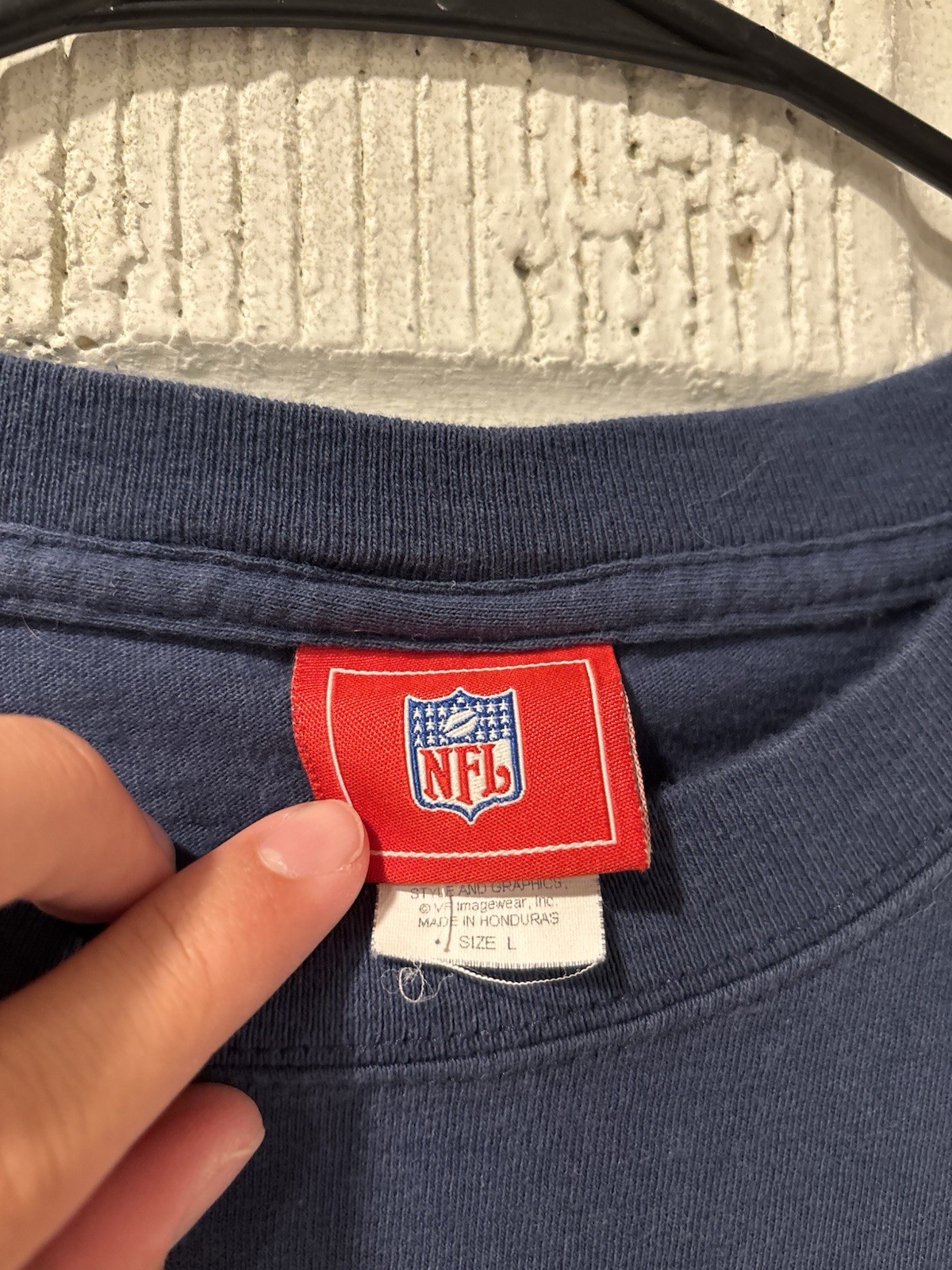 FILA T shirt NFL 2005 "2 in a Row" New England Patriots taglia L blu navy