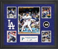 Yoshinobu Yamamoto Los Angeles Dodgers Framed 5-Photo Collage with Item 13643597