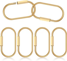 4 Pcs Brass Screw Lock Keychain, 2.4 inch Gold Key Ring Durable Brass Carabiner,