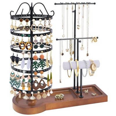 Jewelry Organizer Stand, Metal Rotating Earring Holder Organizer, Multi-Funct...