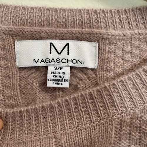 Magaschoni Women's Cashmere Cable Knit Sweater Pullover Small Maeve Pink Soft - Picture 5 of 11