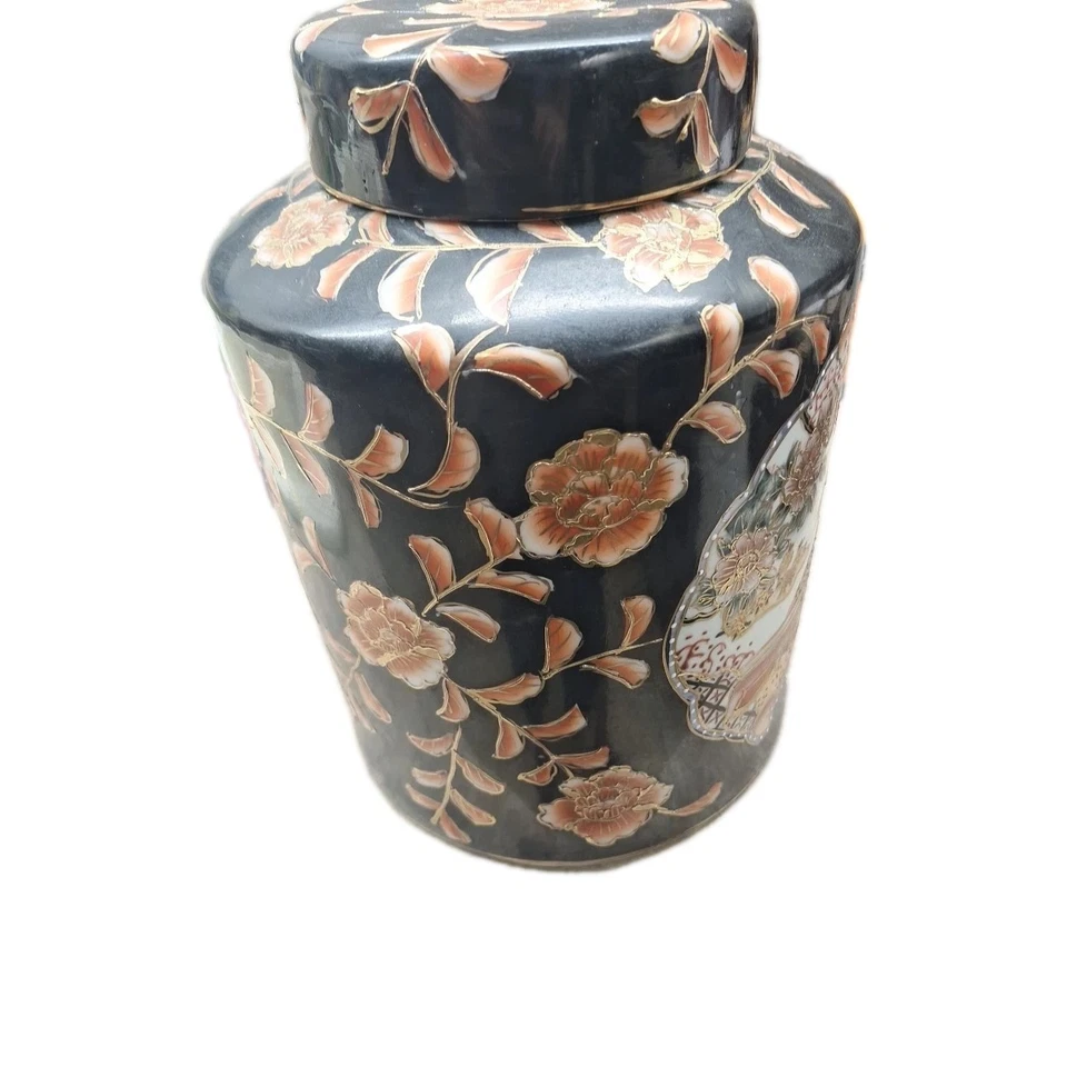 Vintage Handpainted Oriental Ginger Jar Ceramic  - Image 3 of 4