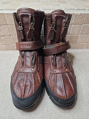 Polo Ralph Lauren Conquest Hi III Mens Brown Leather Mid Calf