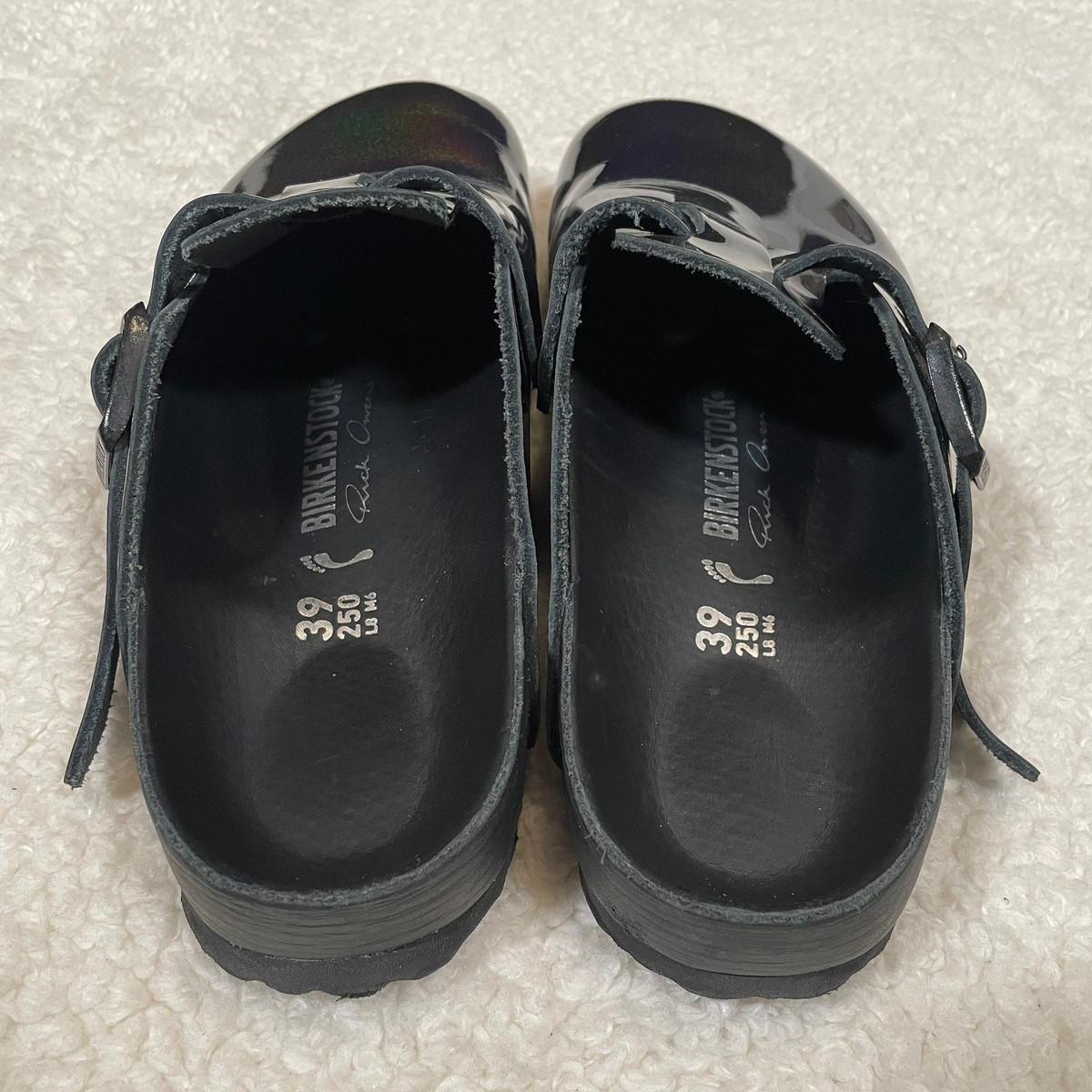 Rick Owens x Birkenstock Boston in Iridescent Black Patent Rick Owens x Birkenstock Boston in Iridescent Black Patent