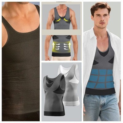 Herren 2er Set L Bauchweg Body Shaper Abnehmen Muskelshirt Tank Top Unterhemd