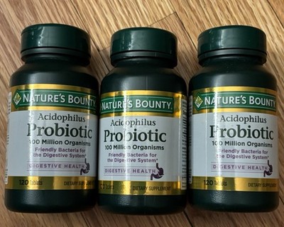 Nature's Bounty Acidophilus Probiotic Digestive Health 120 Tabs Each (LOT OF 3)