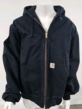 Carhartt J140 Men's Black Full Zip Hooded Work Jacket XL Regular Made In The USA