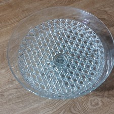 Clear Glass Diamond Pattern Pedestal Cake Stand, Decorative, Glossy Finish