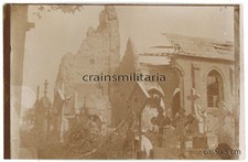 Orig. Foto zerstörte Kirche Friedhof LOMBARTZYDE Lombardsijde Flandern Belgien
