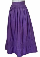 Vtg 40s 50s Embroidered A-Line Skirt XS Purple Peasant Metal Zipper MOP Buttons