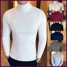 Winter High Neck Thick Warm Sweater Men Turtleneck Brand Mens Sweaters Slim Fit