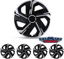16 Inch Silver Black Hubcaps Wheel Skins 4pcs Snap-on Universal Steel Rims Pp