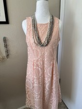 Vintage style Peach Lace Midi Dress Size M