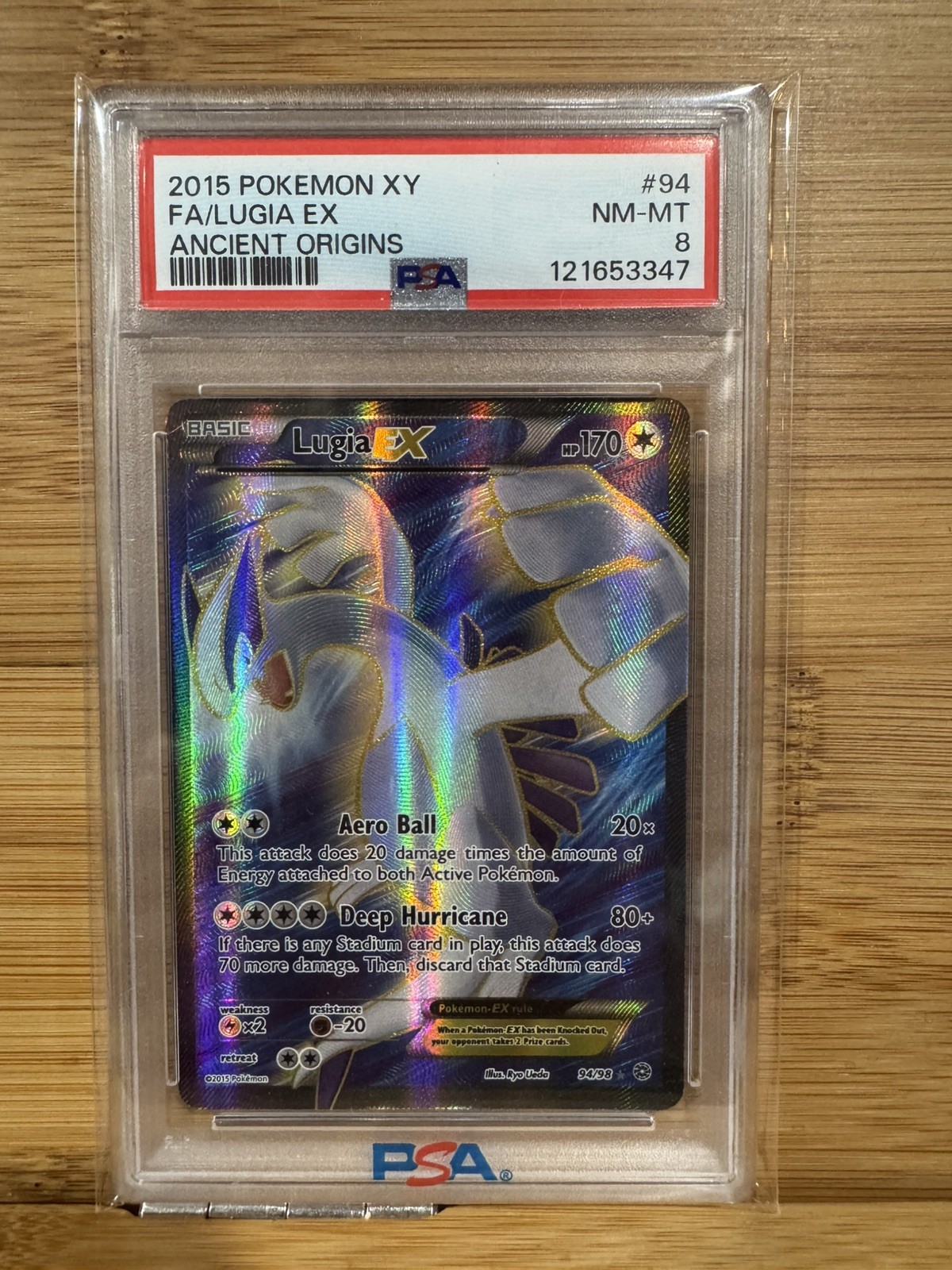 2015 POKEMON XY ANCIENT ORIGINS 94/98 LUGIA EX- PSA 8